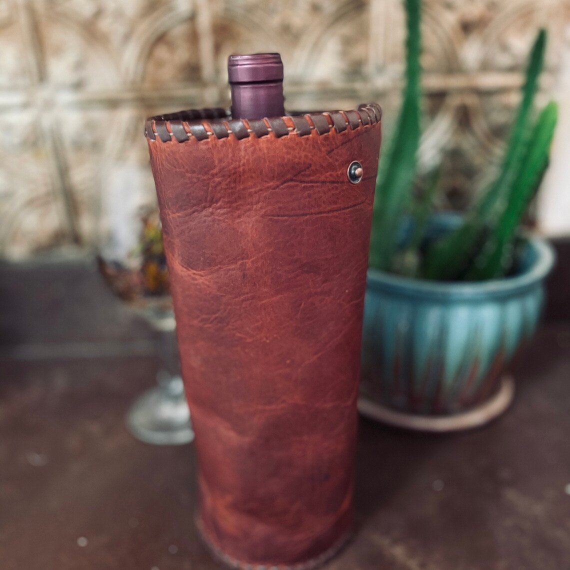 Leather Wine Bottle Carrier Etsy
