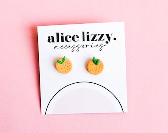 Fruity Orange Stud Earrings | Elegant & Everyday | Minimalist | Polymer Clay / Polyclay | Made in the UK