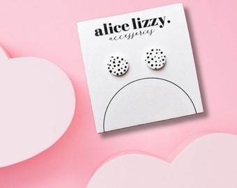 Circular Polka Dot Stud Earrings | Elegant & Everyday | Minimalist | Polymer Clay / Polyclay | Made in the UK