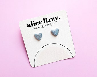 Glittery Mini Heart Stud Earrings | Elegant & Everyday | Minimalist | Polymer Clay / Polyclay | Made in the UK