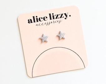 Tiny Glitter Star Stud Earrings | Elegant & Everyday | Minimalist | Polymer Clay / Polyclay | Made in the UK