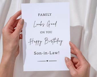 Simple and Funny Birthday Card for Son-in-law 5x7 Printable, Happy Birthday Best Son In Law Minimal Card Digital Download