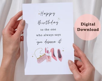 Printable Birthday Card for Best Friend, Sarcastic Birthday Card for Bestie who Loves Shopping, Funny Birthday Card for Bestie PDF