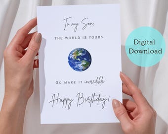 Simple Birthday Card for Son 5x7 Printable, Sentimental Son Birthday Card for Son or Stepson from Mom and Dad Digital Download