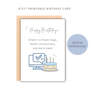 Funny IT Support Birthday Printable Card, Nerdy Tech Support Birthday Card, IT Humor Birthday Card for Co-worker, Sarcastic Tech Guy Humor