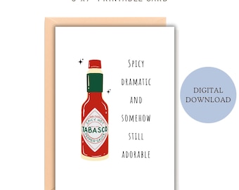 Anniversary Card Hot Stuff for Wife/ Husband/ Boyfriend/ Girlfriend Printable, Funny and Spicy Birthday Card for Him or Her Digital Download