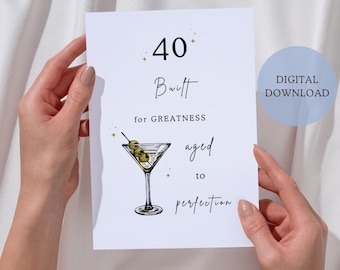 40th Birthday Card Printable, Funny 40th Birthday Card Instant Download, Printable Milestone Birthday Greeting Card Digital Download