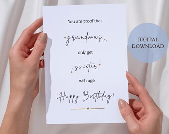 Simple and Sweet Birthday Card for Grandma 5x7 Printable, Minimal Grandma's Birthday Card Digital Download, Printable Nana Birthday Card PDF