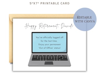 Personalized Retirement Card for Co-worker Digital Download, Funny IT Retirement Card Printable, Tech Coworker Goodbye Personalized Card