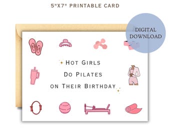 Pilates Birthday Card for Her Digital Download, Pilates Girl Birthday Card, Printable Birthday Card For Pilates or Barre Friend