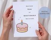 Funny Birthday Card Printable, Sarcastic 5x7 Birthday Card Digital Download, Simple Birthday Card Digital Download
