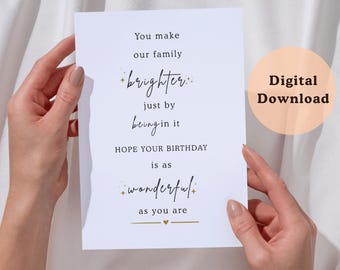 Simple and Sweet Birthday Card for Daughter-in-law 5x7 Printable, Minimal Daughter in Law or Sister-in-law's Birthday Card Digital Download