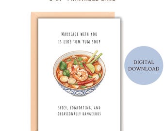 Funny Asian Food Anniversary Card for Thai Wife/ Husband/ Boyfriend/ Girlfriend Printable, Fun Birthday Card for Him or Her Digital Download