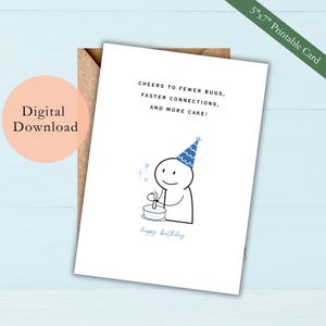 Cartão de aniversário engraçado para suporte de TI, Cartão de aniversário nerd para suporte técnico, Cartão de aniversário com humor de TI para colega de trabalho, Humor sarcástico de técnico de TI