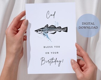 Simple Fishing Birthday Card Digital Download, Funny Fishing Birthday Card Printable for Dad, Husband, Friend, or Anyone Who Loves Fishing