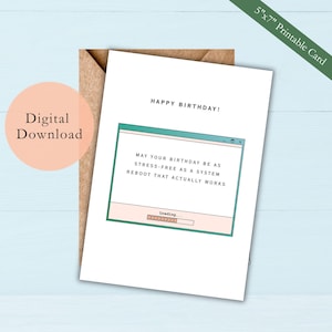 IT Support Joke Printable Card, Funny IT Technician Card for Co-Worker, Nerd Tech Birthday Card, Tech Support Life Joke Card for Him/ Her