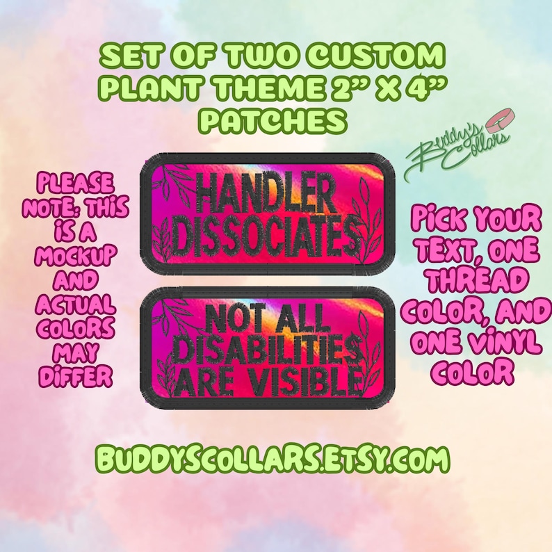 Custom Botanical Patch Set of Two 2x4” Patches - You Pick the Text, ONE ...