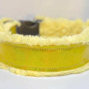 Yellow Holographic Vinyl Dog Collar (read item description and view photos for collar linings and types)