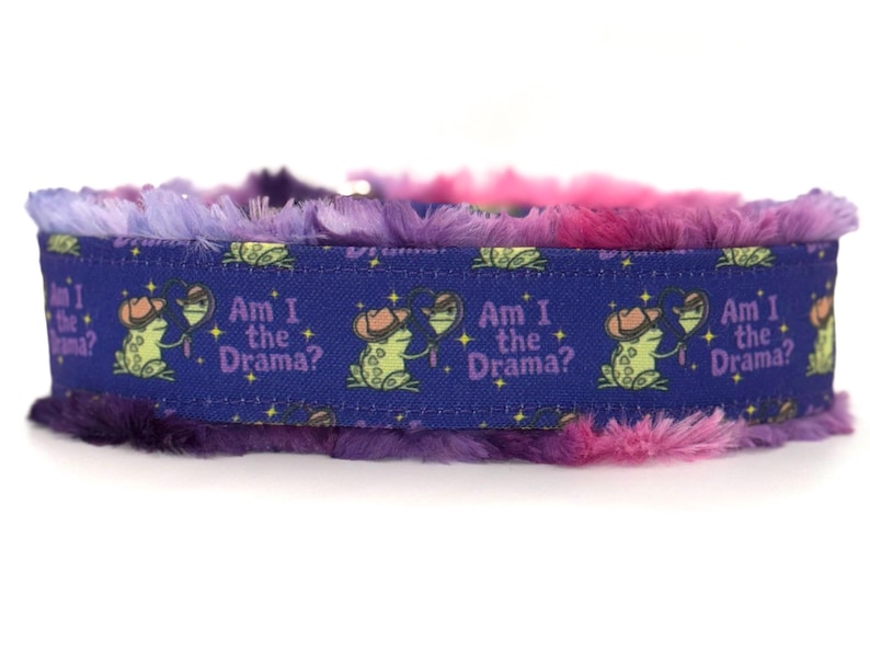 Recycled Polyester CANVAS Am I The Drama Frog Dog Collar (read item description) funny sarcastic adjustable washable custom image 2