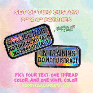 Lot de deux écussons de 2 x 4 po. pour chiens - à vous de choisir (voir les photos pour les options) UN ou deux fils et UNE couleur de vinyle uniquement