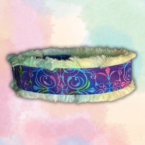 Patterned Purple Dog Collar (read item description and view photos for collar linings and types)