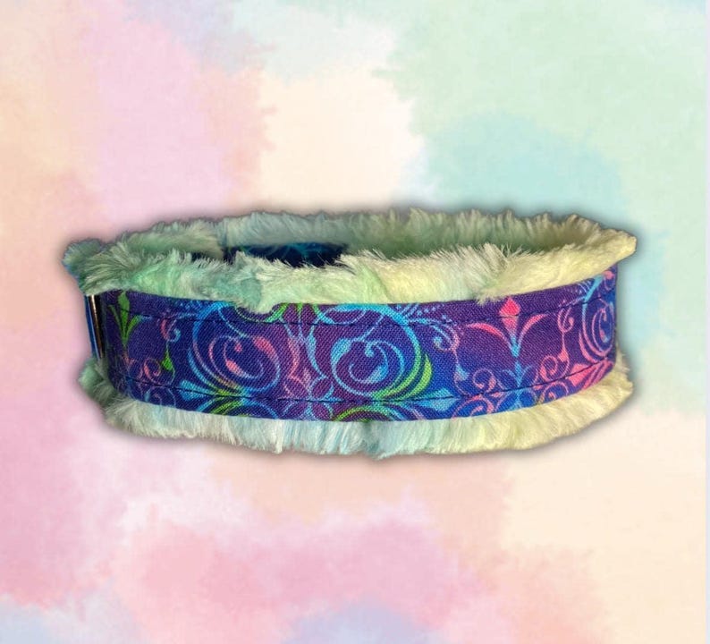 Patterned Purple Dog Collar (read item description and view photos for collar linings and types)