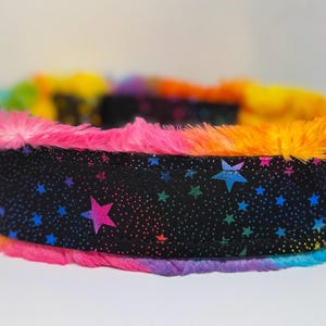 Metallic Rainbow Stars Dog Collar (read item description and view photos for collar linings and types)