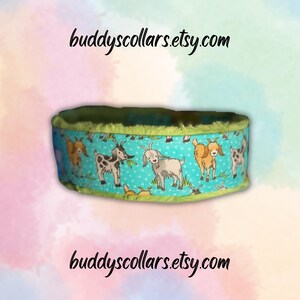 Aqua Goats Dog Collar (read item description and view photos for collar linings and types)