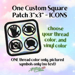 Écusson pour chien de travail sur commande 3 pouces par 3 pouces carrés ICNES (voir les photos pour les options de couleur) UN fil et UNE couleur de vinyle uniquement