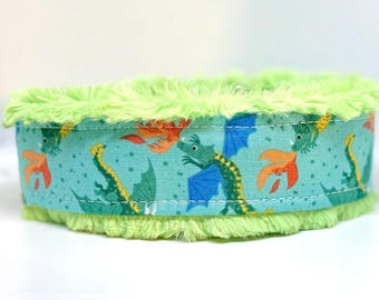 Teal Dragons Dog Collar (read item description and view photos for collar linings and types)