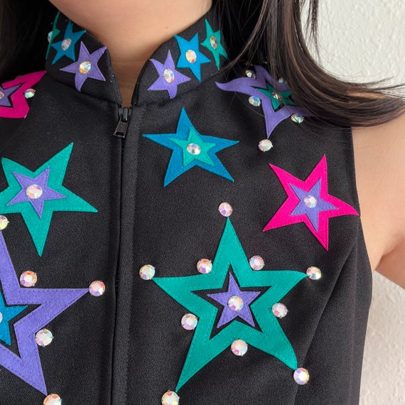 Vintage 1990s Black/Multicolor Rhinestone Star Pr… - image 2