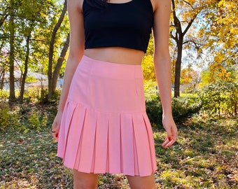 Vintage 1990s Pink High Waisted Pleated Tennis Skirt Size 26”