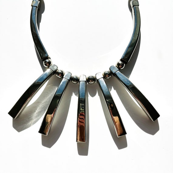 Vintage 1980s Silver Statement Necklace - image 3