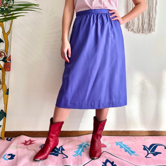 Vintage 1980s Purple/Red Polka Dot Skirt Size 28”… - image 2