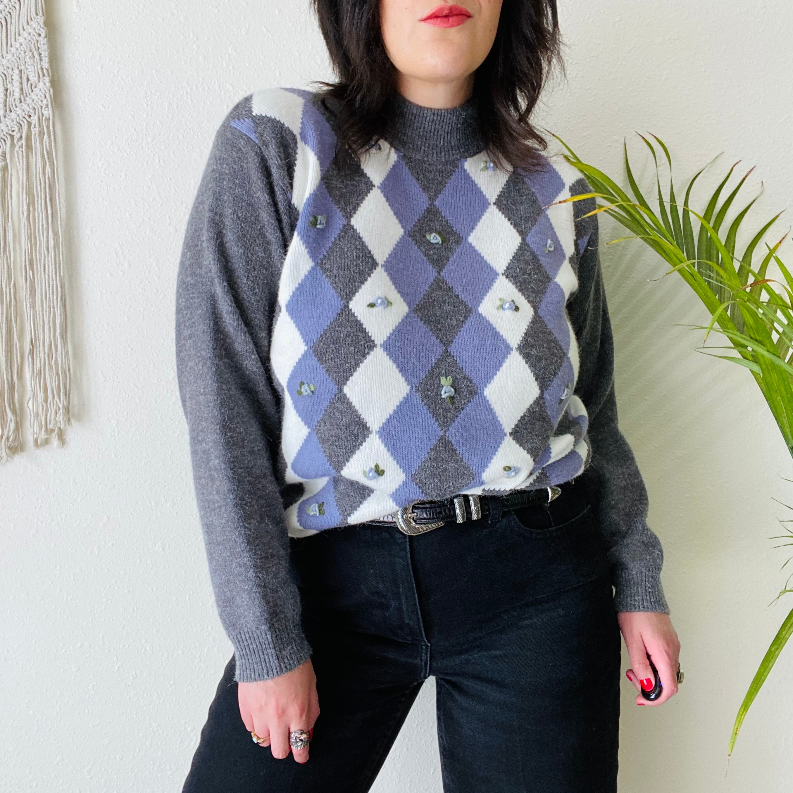 90s Diamond Sweater - Etsy