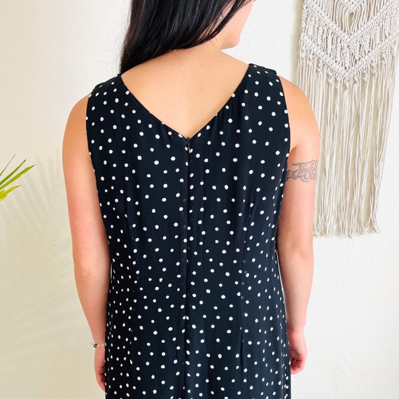 Vintage 80s Sleeveless Polka Dot Maxi Dress - image 6