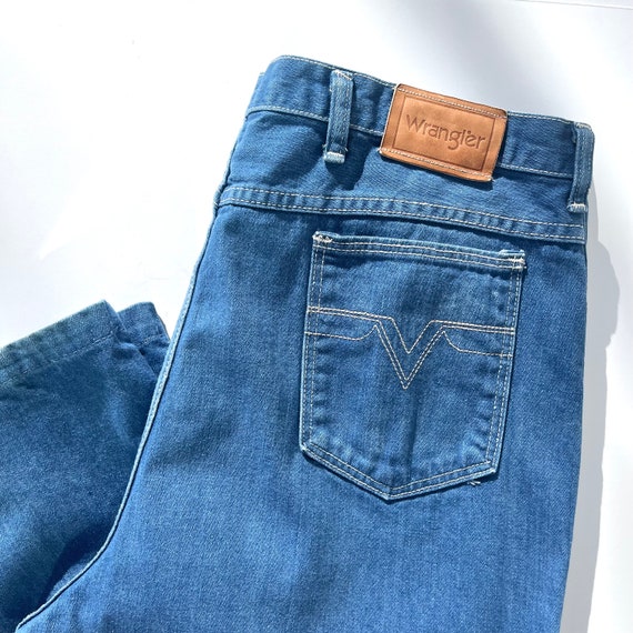 Vintage 1970s Wrangler Straight Leg Blue Medium W… - image 2