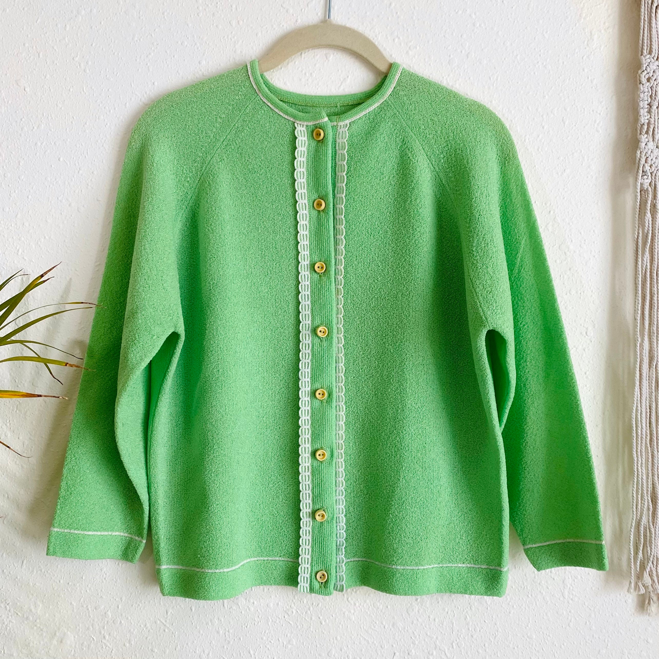 Lime Green Cardigan - Etsy