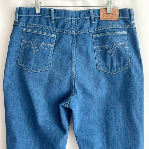 Vintage 1970s Wrangler Straight Leg Blue Medium W… - image 7