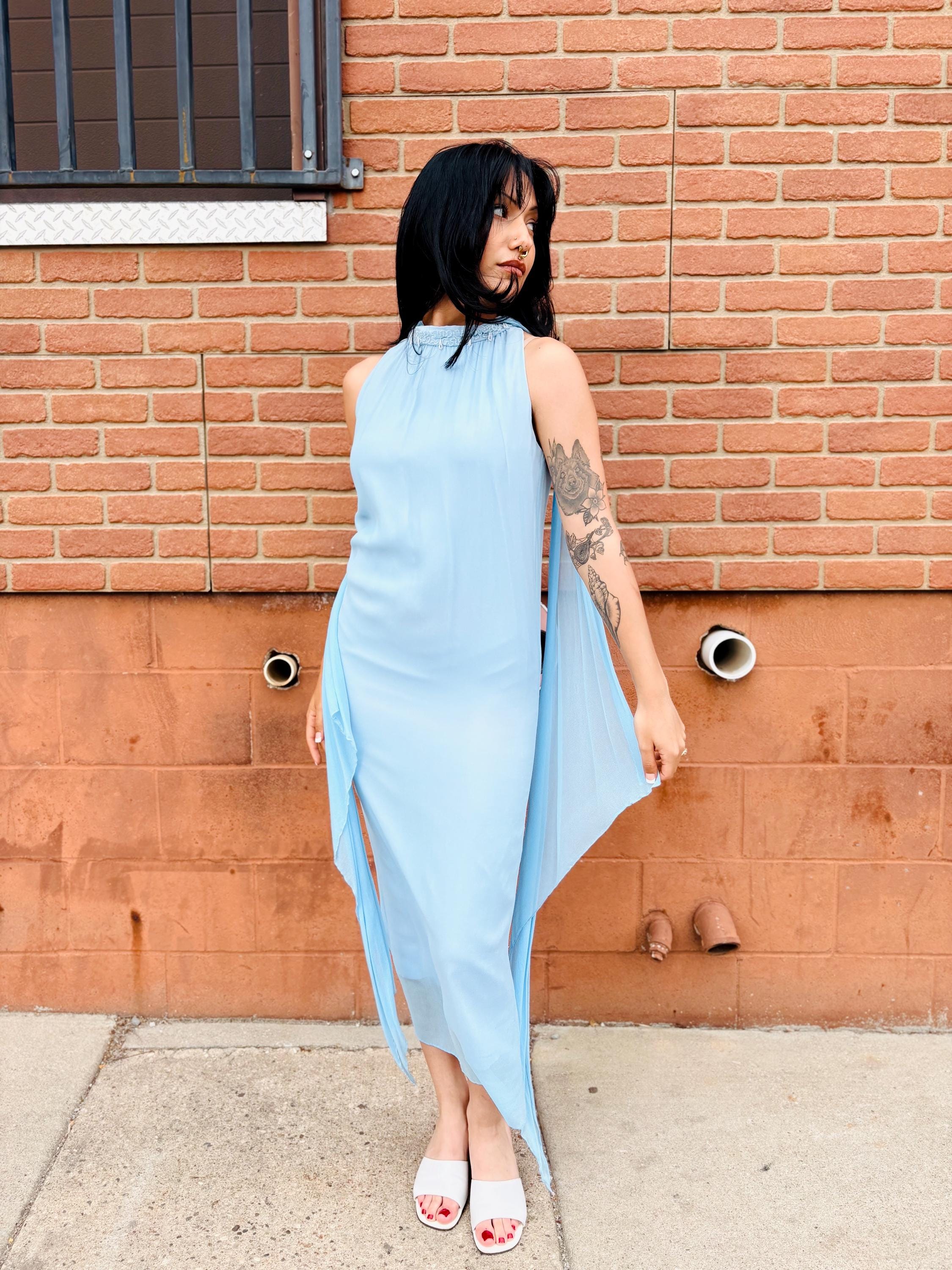 sachin and babi light blue dress Fashion QUALITY CHIFFON DRESS (comes With Inner Camisole) main image 1