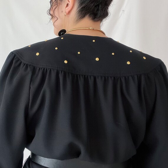 Vintage 70s/80s Black Long Sleeve Studded Jumpsui… - image 7