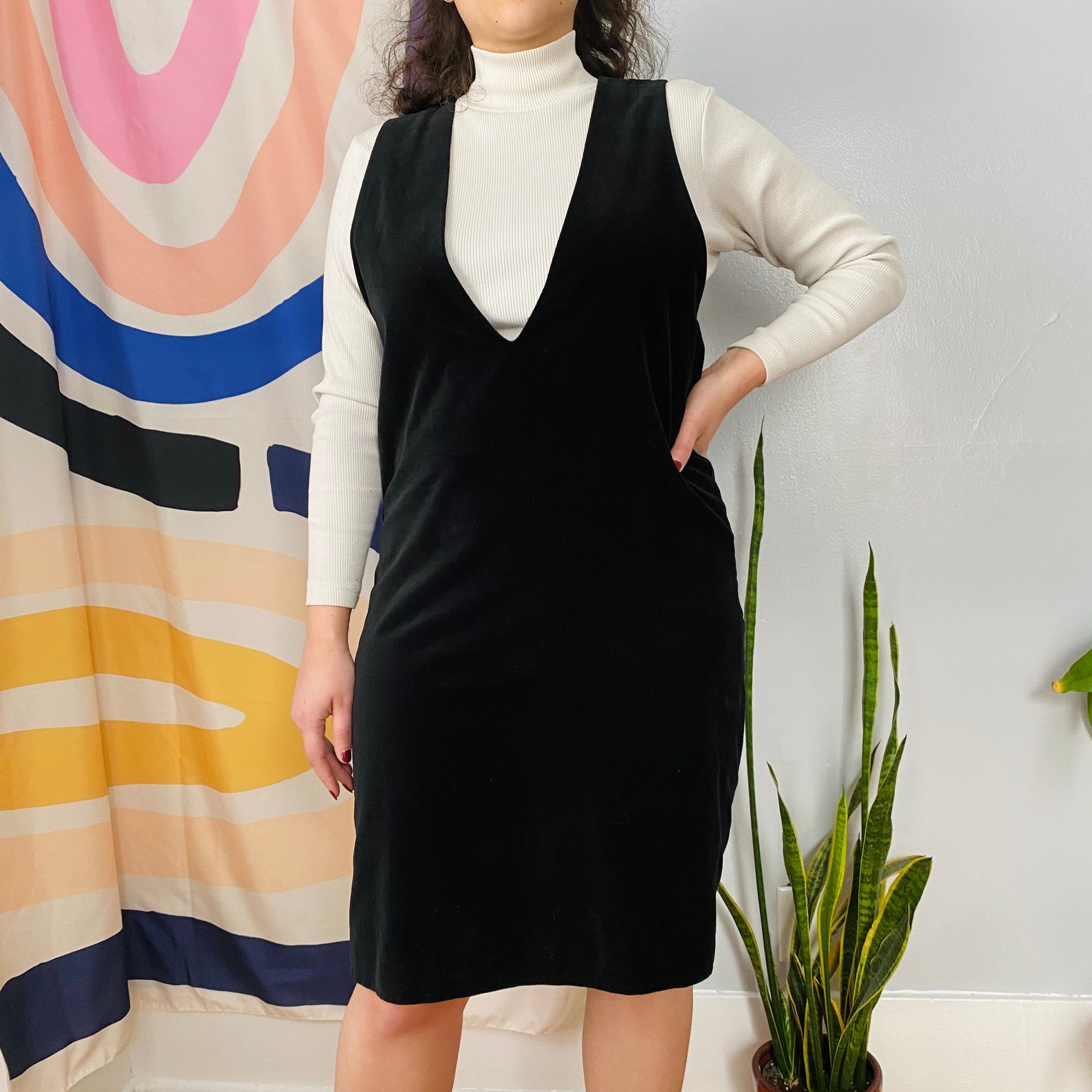 black velvet jumper dress