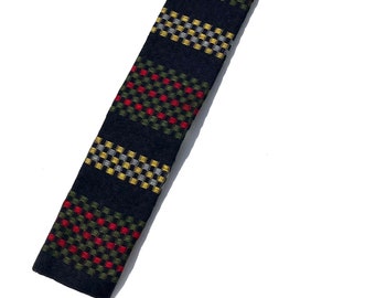 Vintage 1960s Younkers/Rooster Black/Multicolor Checkerboard Thin Rectangular Neck Tie