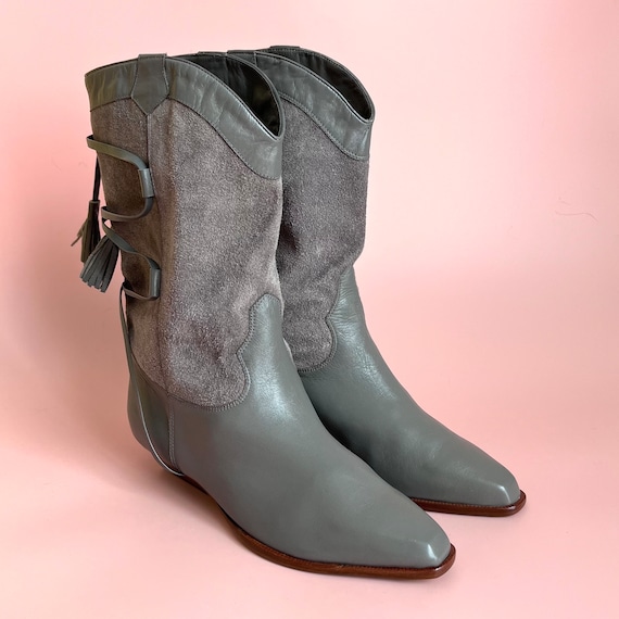 Vintage Dingo Deadstock 1980s Gray Leather Suede W