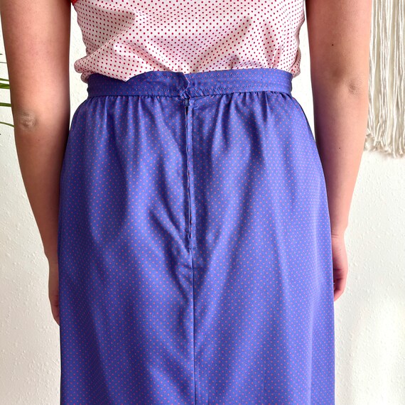 Vintage 1980s Purple/Red Polka Dot Skirt Size 28”… - image 7