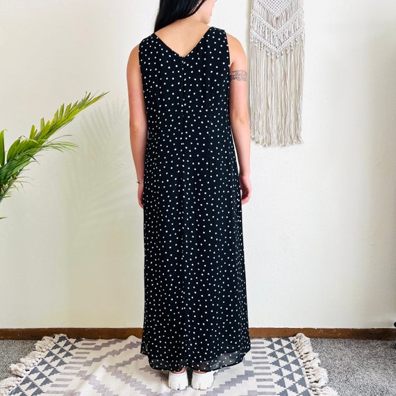 Vintage 80s Sleeveless Polka Dot Maxi Dress - image 4