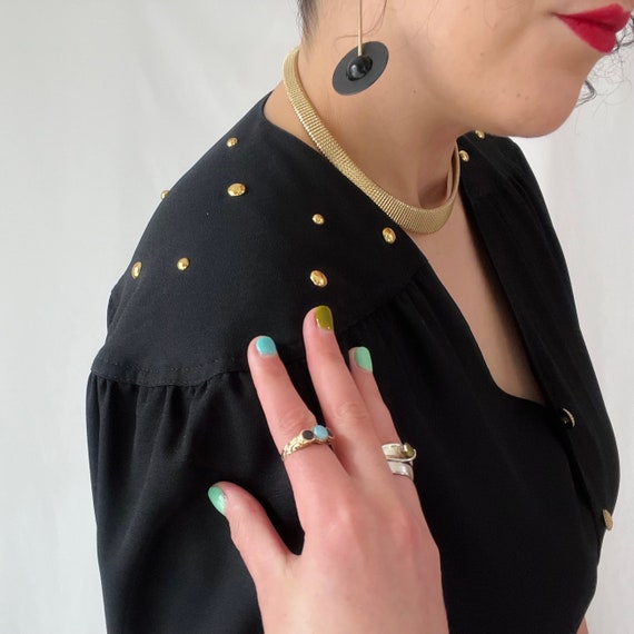 Vintage 70s/80s Black Long Sleeve Studded Jumpsui… - image 6