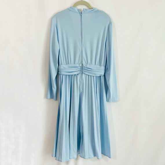 Vintage 1970s Light Blue Long Sleeve Aline Dress … - image 7