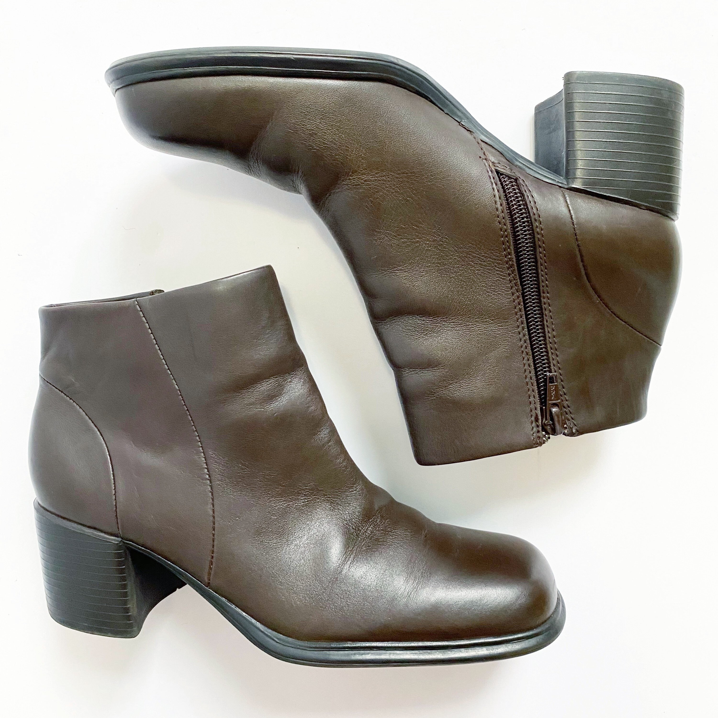 Vintage 90s Chocolate Brown Ankle Boots Etsy