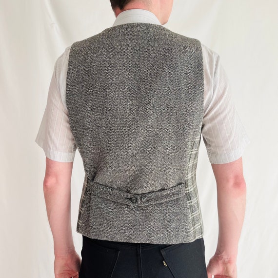 Vintage 1980s Gray Plaid Button Up Vest Size Medi… - image 5